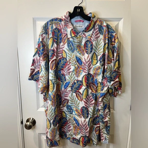Tommy Bahama Multicolor Leaf Print Shirt - Picture 1 of 5